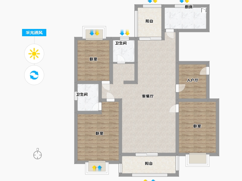 河南省-驻马店市-众泰御景湾-101.81-户型库-采光通风