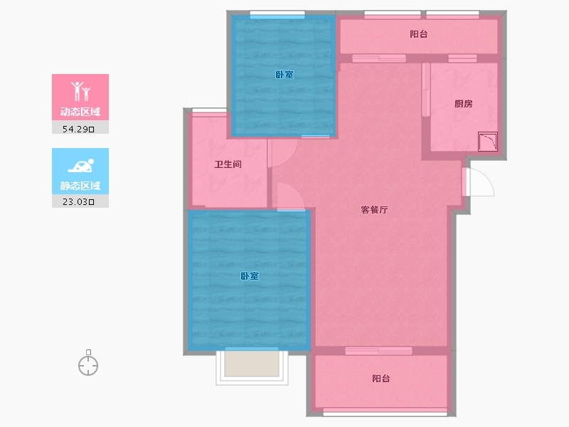 湖北省-黄石市-金谷美地-68.63-户型库-动静分区