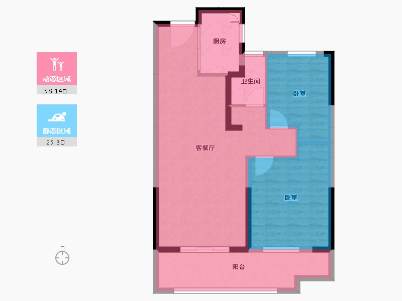 湖北省-咸宁市-鄂南半山公馆-74.46-户型库-动静分区