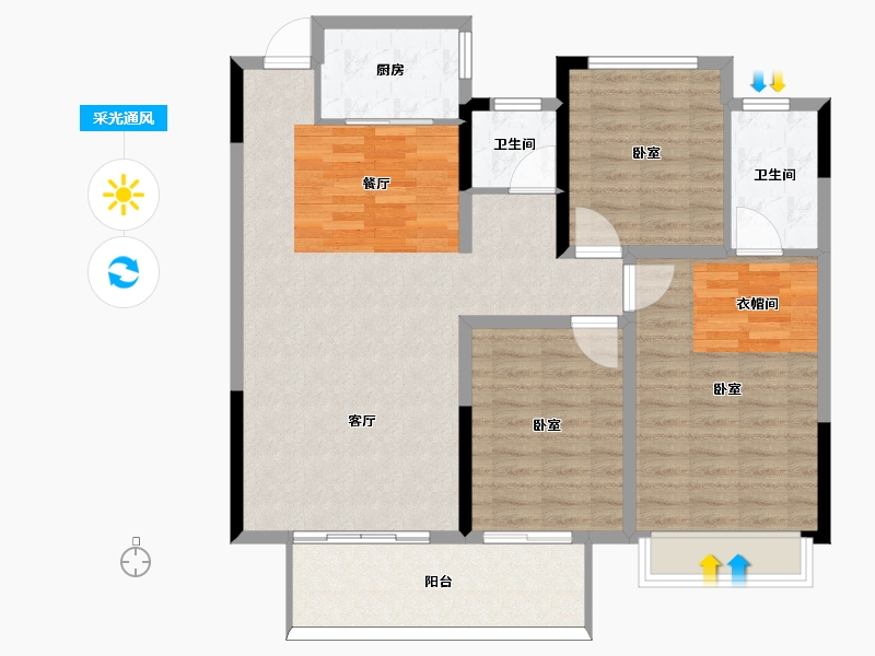 河南省-信阳市-华壹·天福上和院-106.00-户型库-采光通风