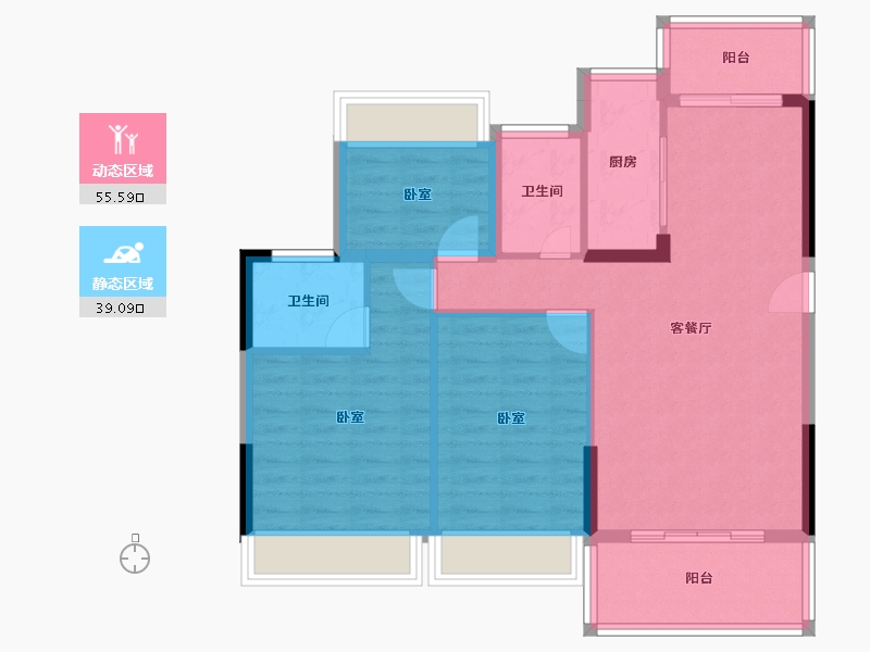 广东省-江门市-东方御璟苑-84.96-户型库-动静分区