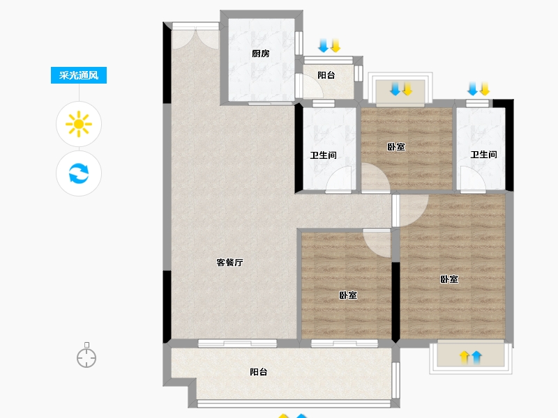 湖北省-孝感市-佳磐瑞府-94.82-户型库-采光通风