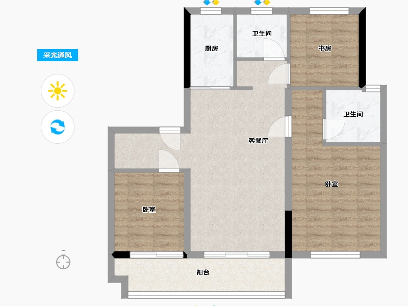 浙江省-杭州市-融信澜庭启杭-79.77-户型库-采光通风