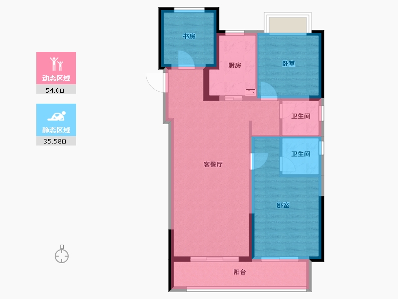 湖北省-孝感市-中粮祥云地铁小镇-79.87-户型库-动静分区