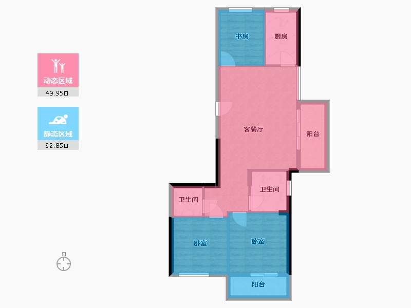 浙江省-杭州市-融信澜庭启杭-74.34-户型库-动静分区