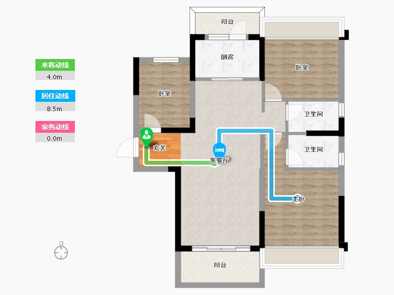 湖南省-长沙市-碧桂园公园壹号-89.22-户型库-动静线