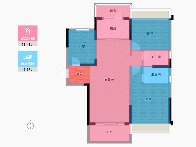 湖南省-长沙市-碧桂园公园壹号-89.22-户型库-动静分区