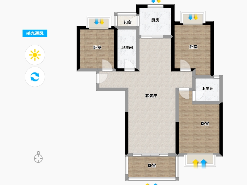 江西省-抚州市-东润学墅壹号-96.54-户型库-采光通风