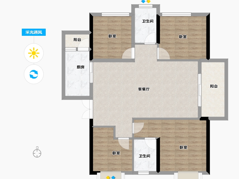 湖北省-黄冈市-君合御景城-100.64-户型库-采光通风