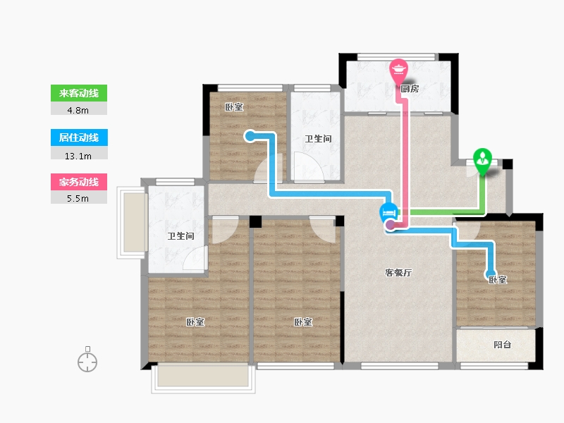 浙江省-宁波市-景瑞海国图志-110.75-户型库-动静线