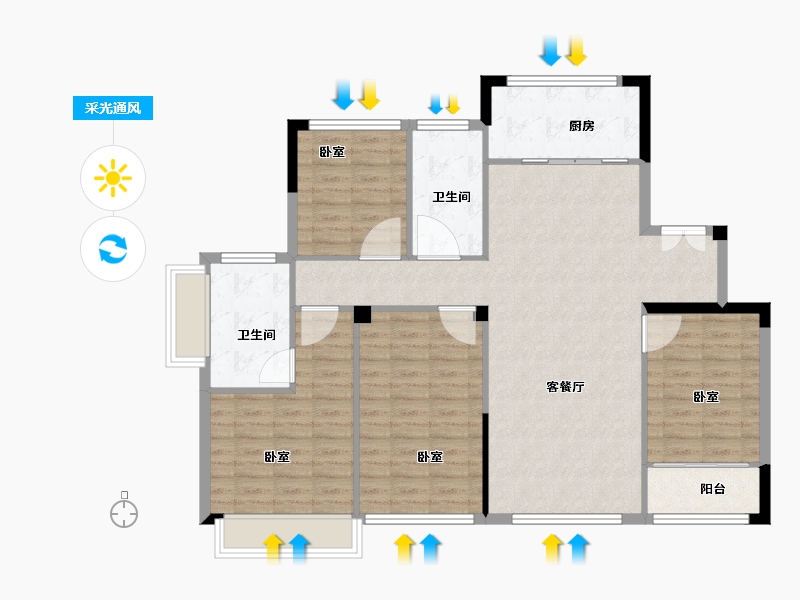 浙江省-宁波市-景瑞海国图志-110.75-户型库-采光通风