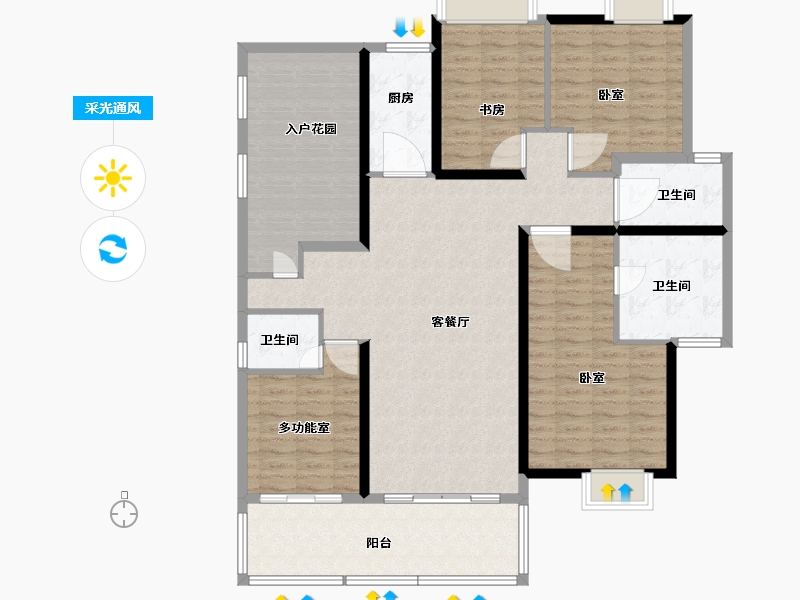 广东省-佛山市-美的御海东郡-144.00-户型库-采光通风