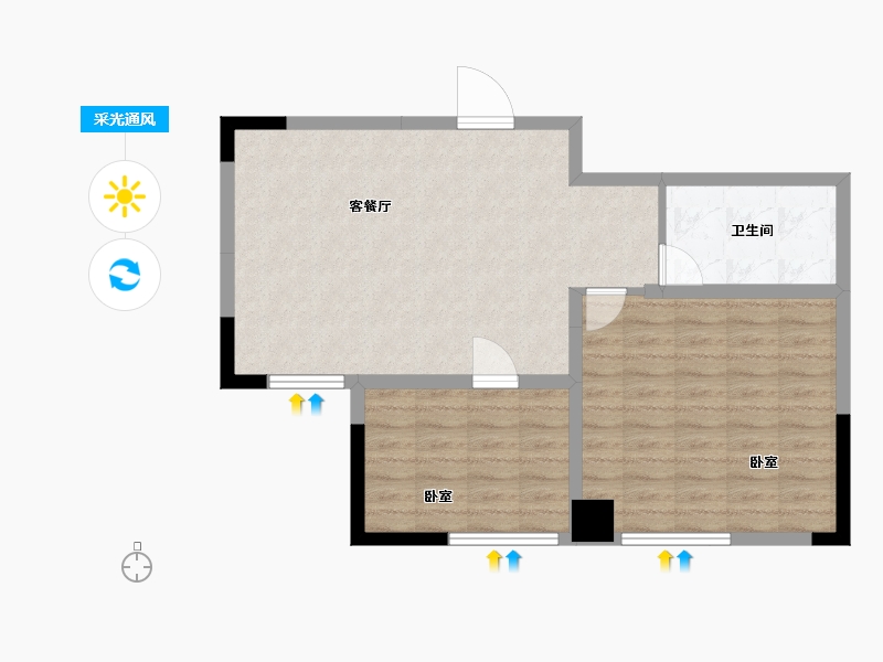 浙江省-宁波市-象山港文化广场-67.99-户型库-采光通风