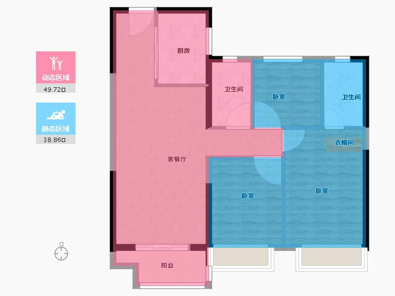 湖北省-黄冈市-孔雀城十里湖光-80.00-户型库-动静分区