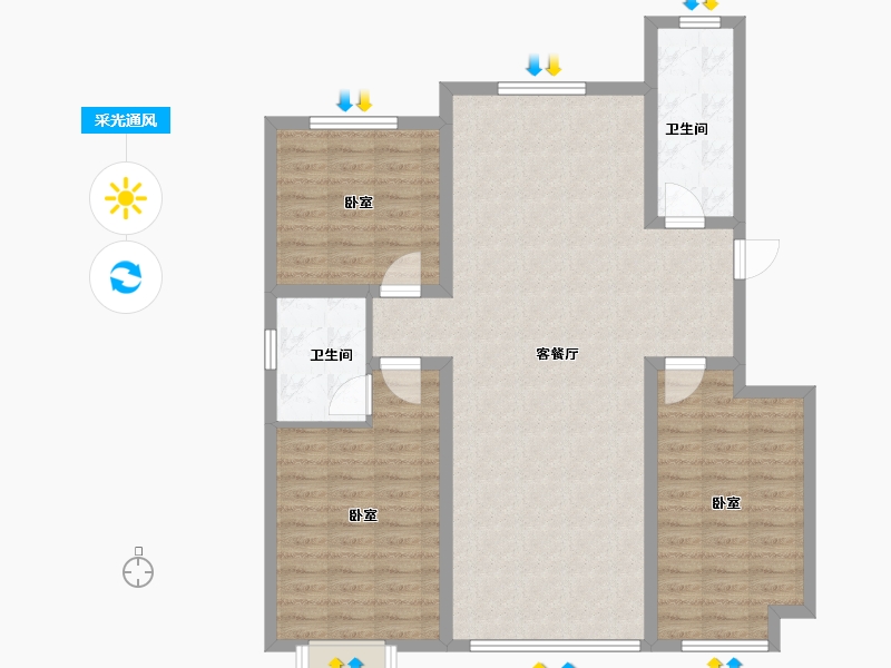 山东省-潍坊市-安丘壹号公馆-106.00-户型库-采光通风