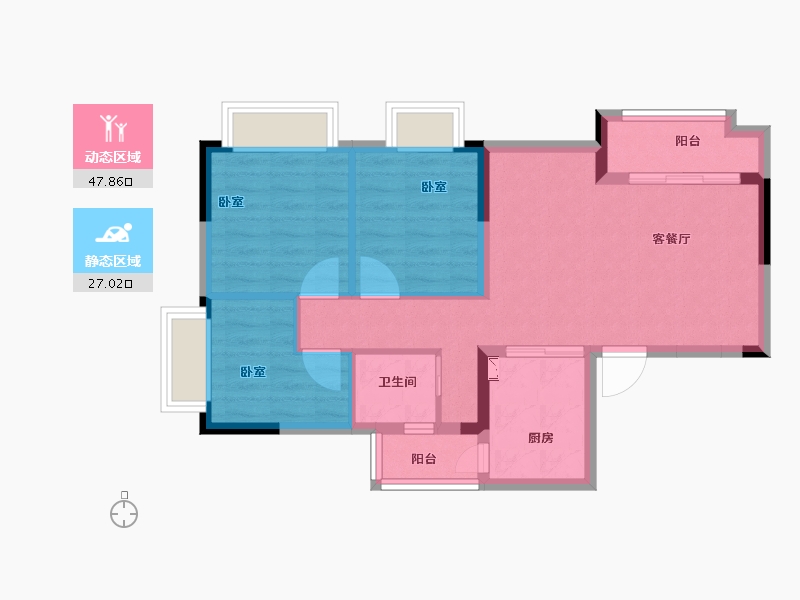 广东省-广州市-雅居乐万科热橙-66.00-户型库-动静分区