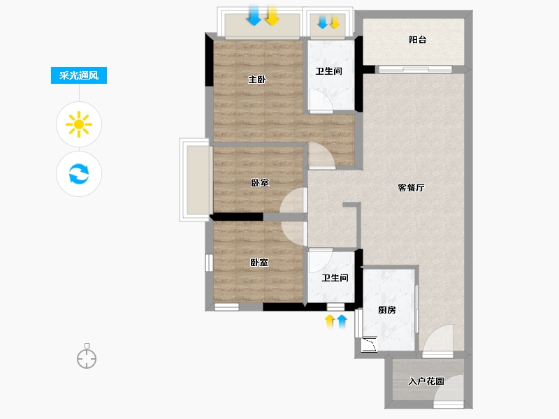 广东省-广州市-越秀·滨湖悦府-76.99-户型库-采光通风