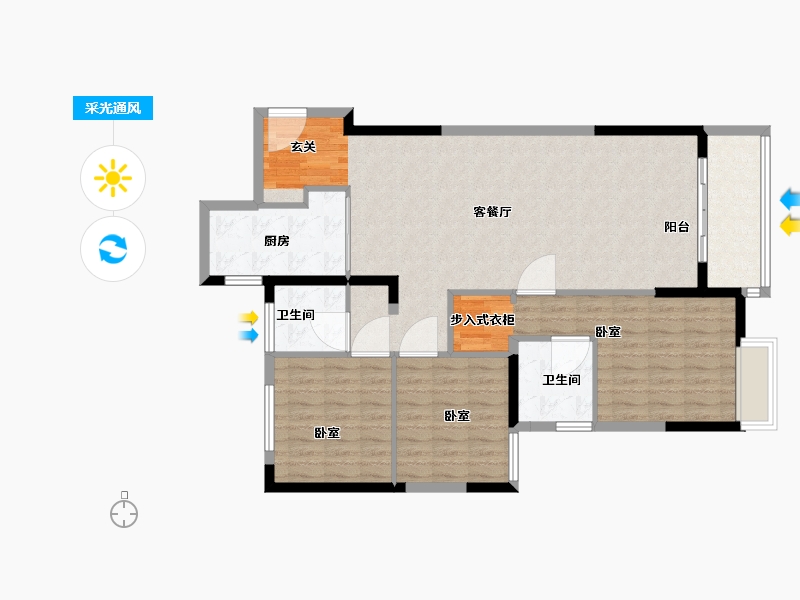 湖北省-武汉市-纽宾凯汉CITY-105.01-户型库-采光通风