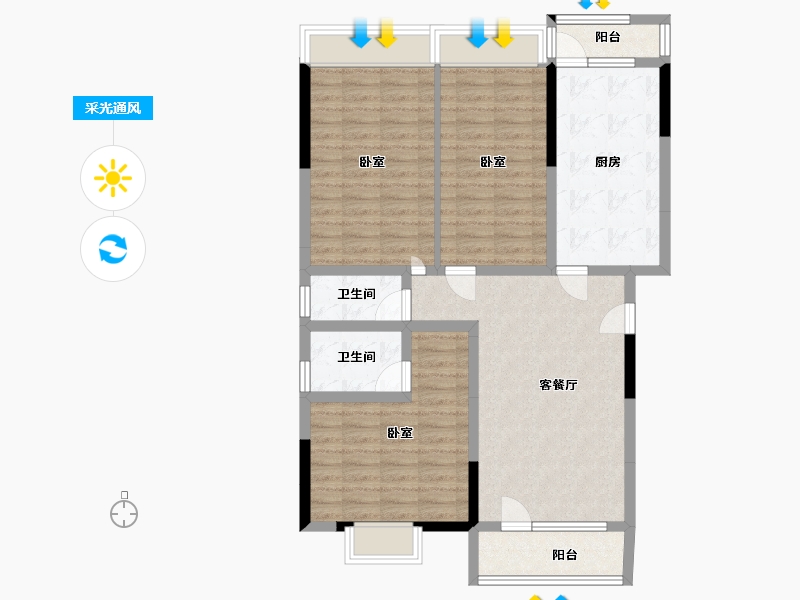 湖北省-黄石市-黄石当代满堂悦MOMΛ-98.80-户型库-采光通风