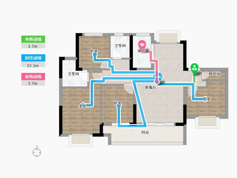 湖北省-黄冈市-黄州澳海府-90.25-户型库-动静线