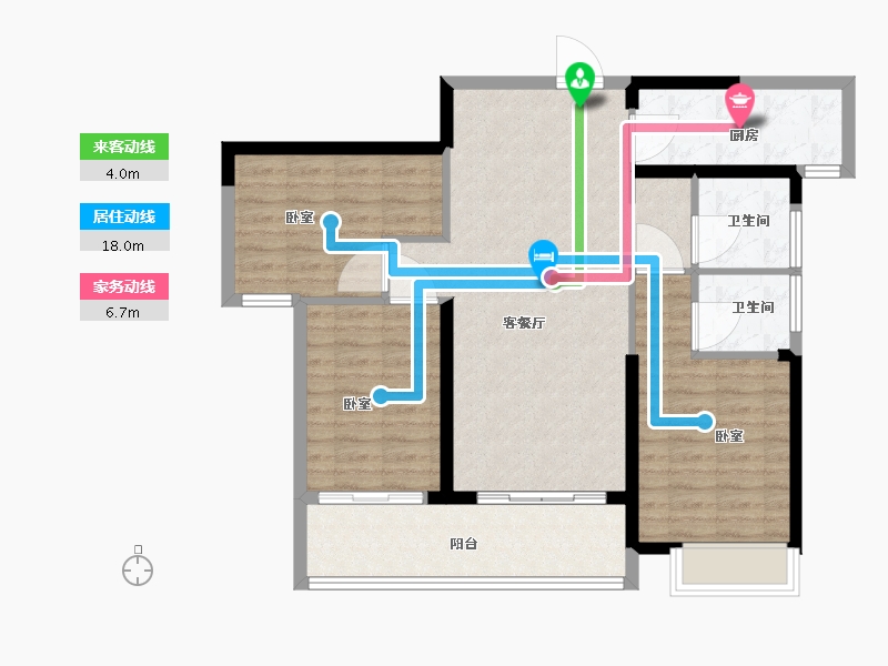 湖北省-武汉市-纽宾凯汉CITY-90.00-户型库-动静线