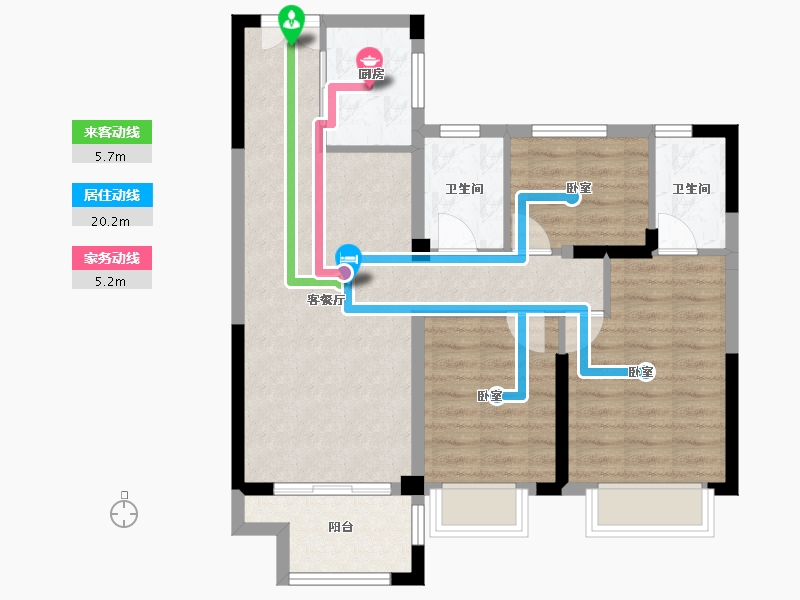 湖北省-黄冈市-嘉华智慧城-75.64-户型库-动静线