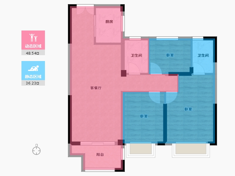 湖北省-黄冈市-嘉华智慧城-75.64-户型库-动静分区