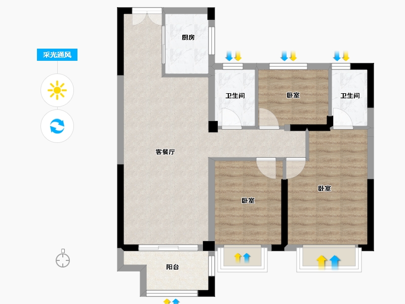 湖北省-黄冈市-嘉华智慧城-75.64-户型库-采光通风