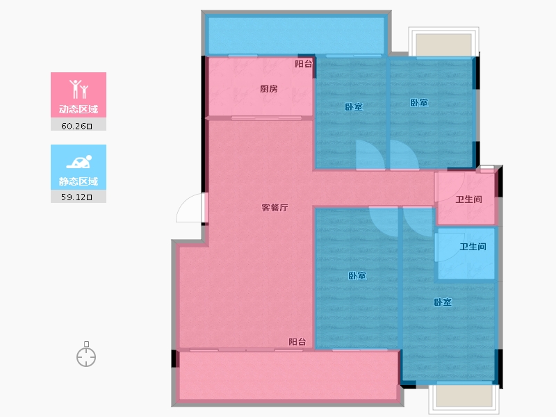 湖南省-衡阳市-幸福府邸-109.86-户型库-动静分区