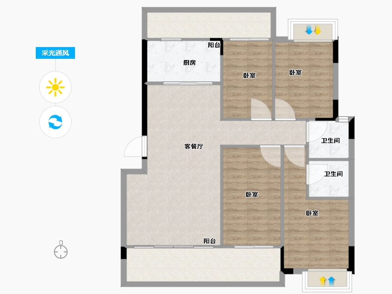 湖南省-衡阳市-幸福府邸-109.86-户型库-采光通风