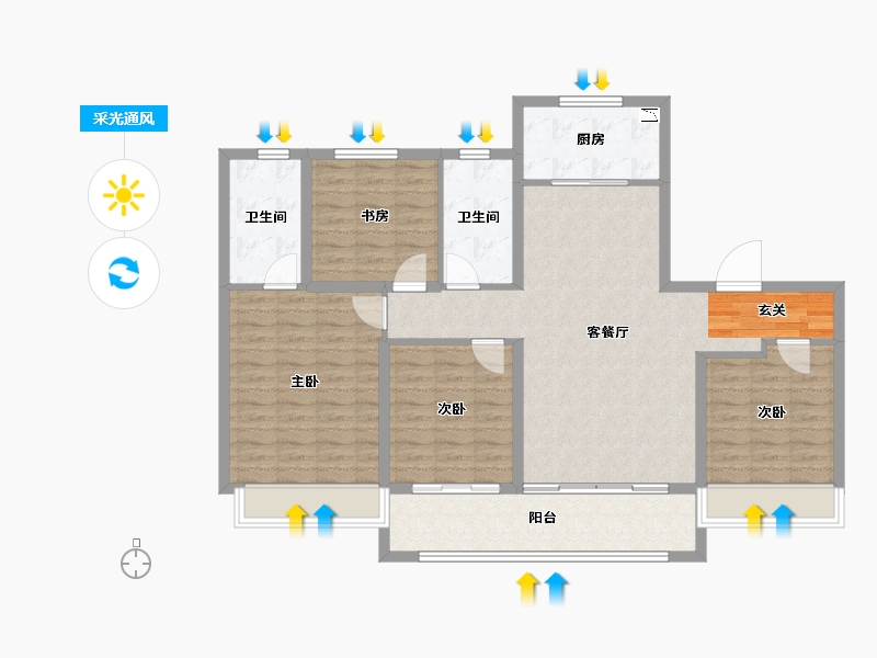 山东省-淄博市-云星齐都御园-112.00-户型库-采光通风