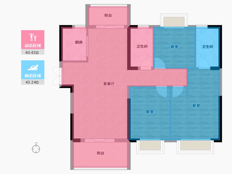 湖北省-黄冈市-嘉华智慧城-93.83-户型库-动静分区