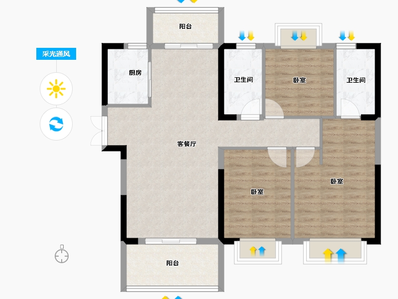 湖北省-黄冈市-嘉华智慧城-93.83-户型库-采光通风