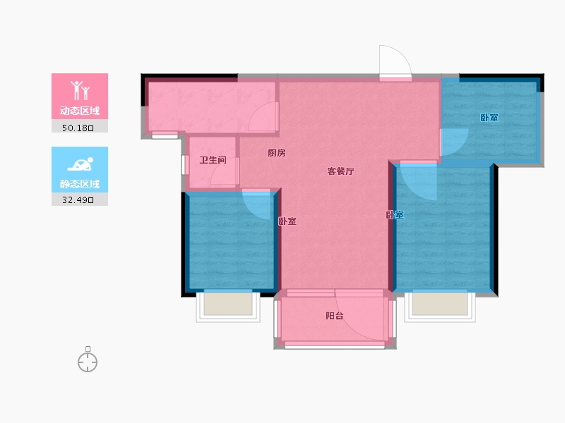 湖北省-黄石市-黄石当代满堂悦MOMΛ-74.00-户型库-动静分区