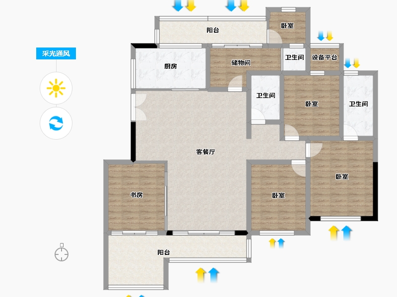 湖北省-十堰市-楚天都市熙园-150.15-户型库-采光通风