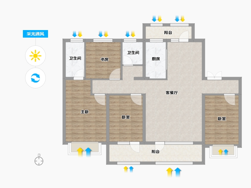 山东省-东营市-中南熙悦-114.02-户型库-采光通风