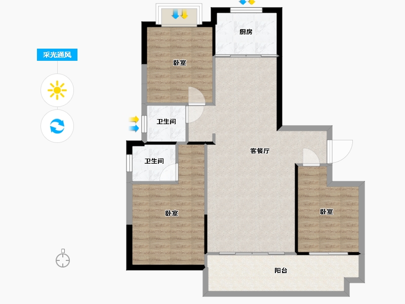 湖南省-常德市-桂发御园-95.07-户型库-采光通风