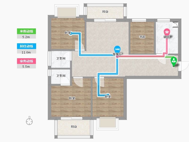 湖北省-武汉市-九坤新城壹号御府-69.24-户型库-动静线