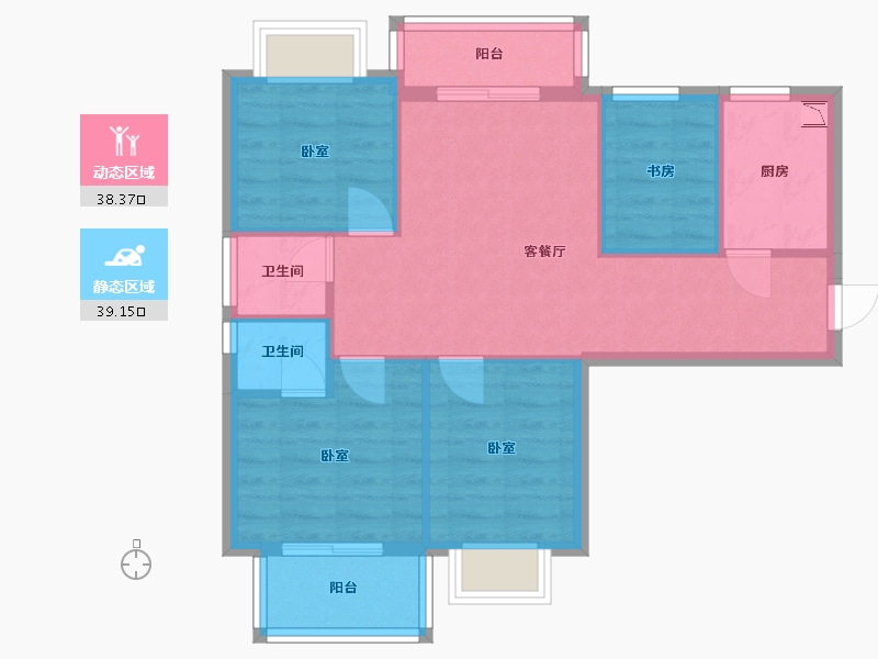 湖北省-武汉市-九坤新城壹号御府-69.24-户型库-动静分区