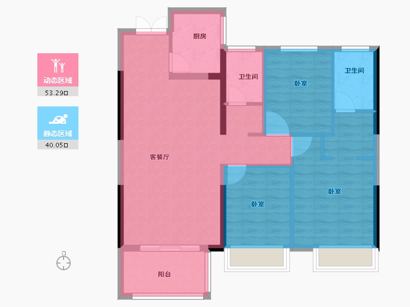 湖北省-孝感市-应城云天玉锦湾-84.00-户型库-动静分区