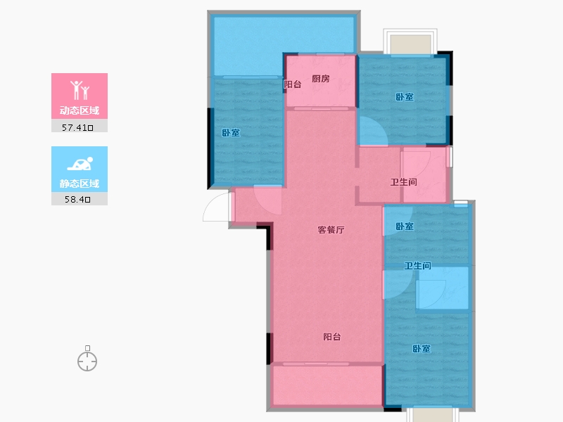 湖南省-衡阳市-幸福府邸-106.34-户型库-动静分区