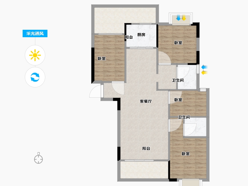 湖南省-衡阳市-幸福府邸-106.34-户型库-采光通风