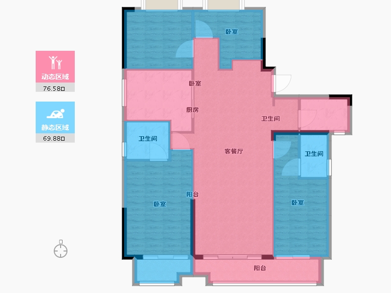 湖北省-武汉市-纽宾凯汉CITY-134.24-户型库-动静分区