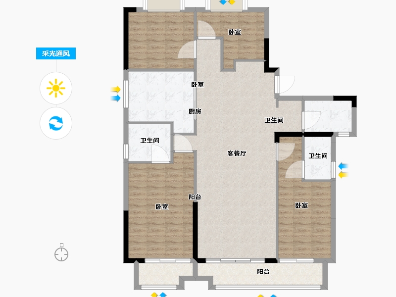 湖北省-武汉市-纽宾凯汉CITY-134.24-户型库-采光通风