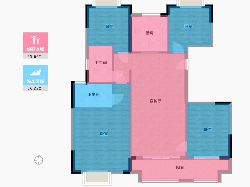 湖北省-武汉市-美的君兰半岛-102.00-户型库-动静分区