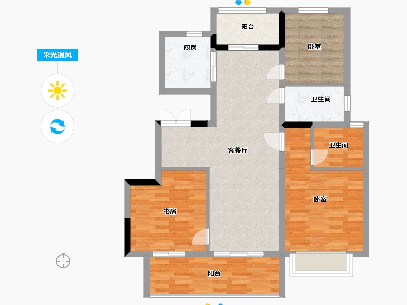 河南省-郑州市-美盛中华城-83.99-户型库-采光通风