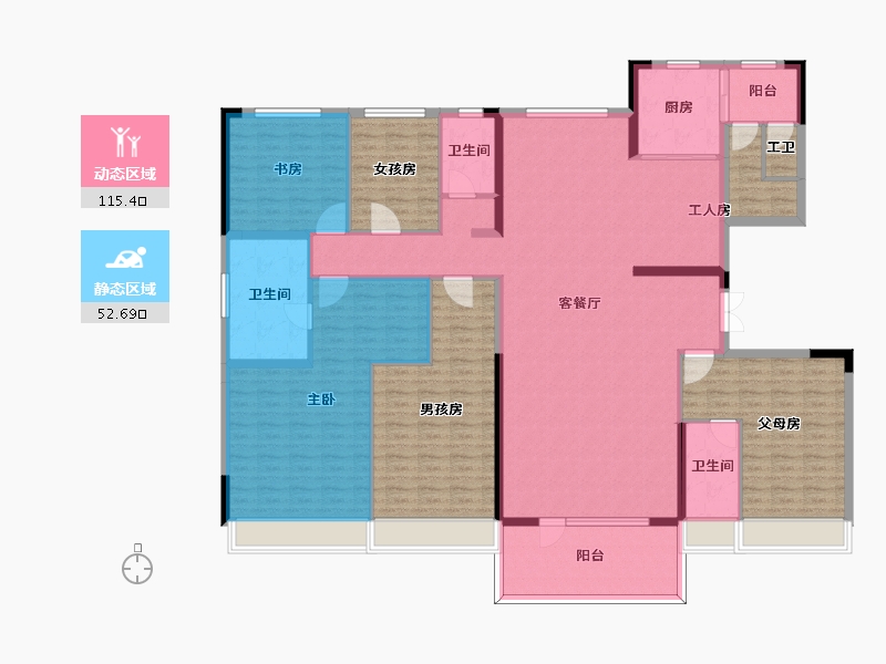 山东省-东营市-广饶碧桂园中央公馆-207.80-户型库-动静分区