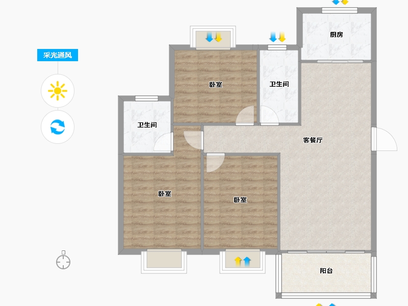 湖北省-孝感市-中仁•御景-101.74-户型库-采光通风