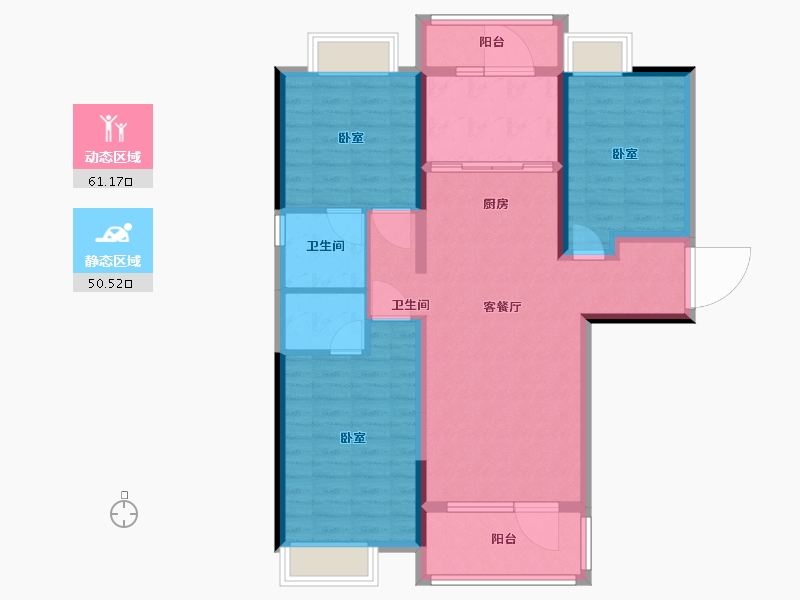 湖北省-黄石市-黄石当代满堂悦MOMΛ-100.00-户型库-动静分区