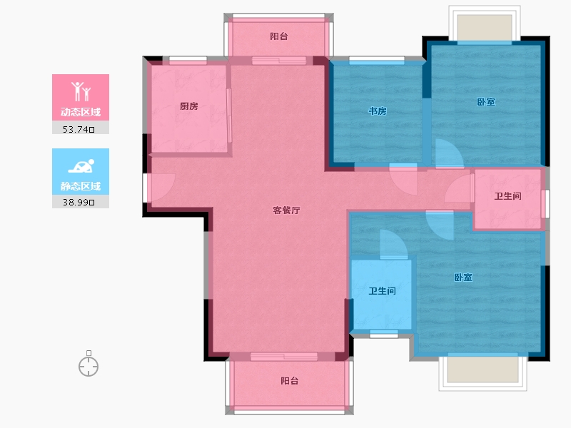 湖北省-武汉市-葛洲坝华庄-82.96-户型库-动静分区